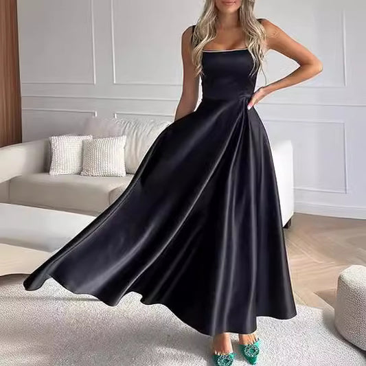 Elegant Women's Sleeveless Maxi Dress – Square Neck & Low Collar | Summer Chic by NYLIXA