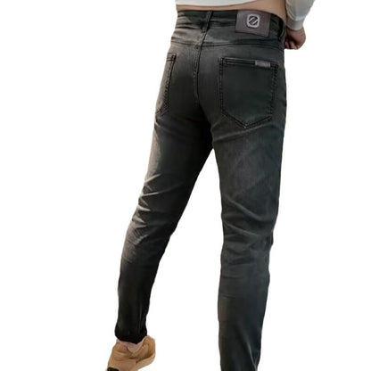 Men's Washed Slim Fit Black Jeans – European-Inspired Urban Style