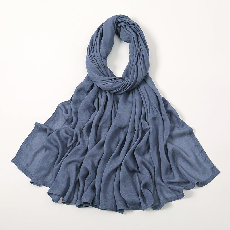 Solid Color Malay Indonesian Rayon Scarf Wide Brim Thin Modal Breathable
