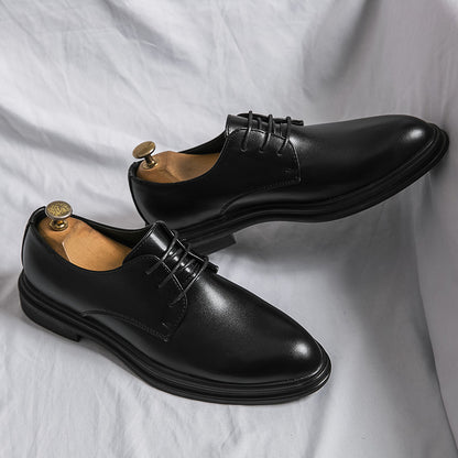 Men’s Glossy Pointed Business Leather Shoes – Sleek British Formal Style