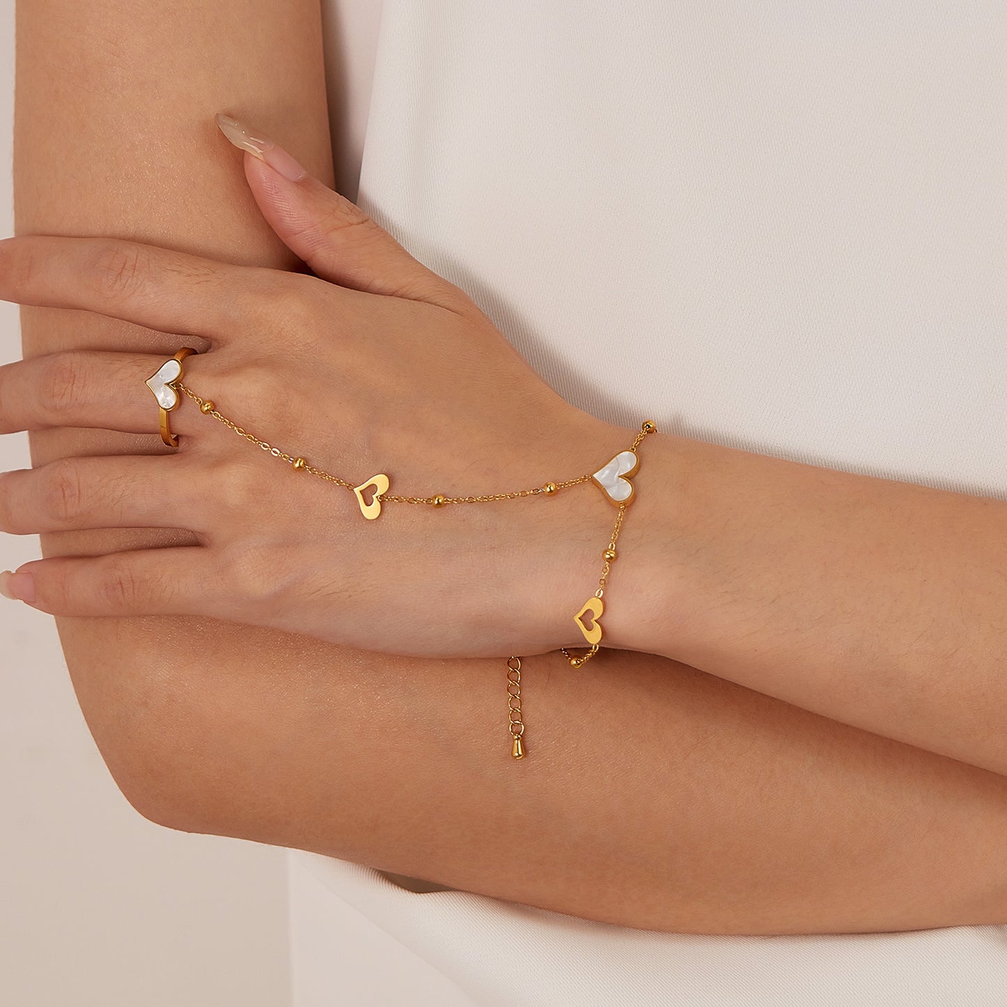 Stainless Steel Heart-shaped Ring Bracelet