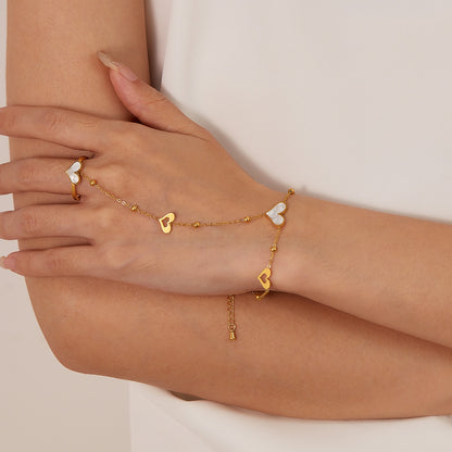 Stainless Steel Heart-shaped Ring Bracelet