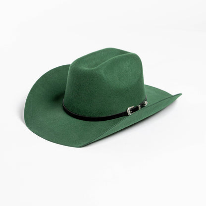 Belt Buckle Wide Brim Curling Wool Cowboy Hat