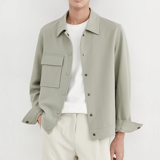 Men’s Polo Collar Korean Casual Jacket – Loose Fit Blouson Trend Outerwear
