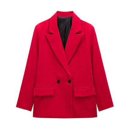 Women's Multi-color Commuter Loose Design Double-breasted Jacket