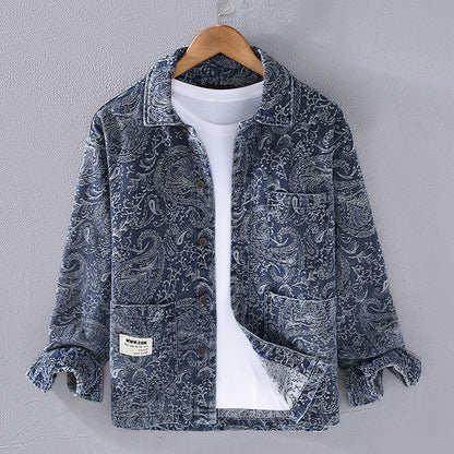 Men’s Heavy-Wash Denim Jacket – Structured, Rugged Jean Top