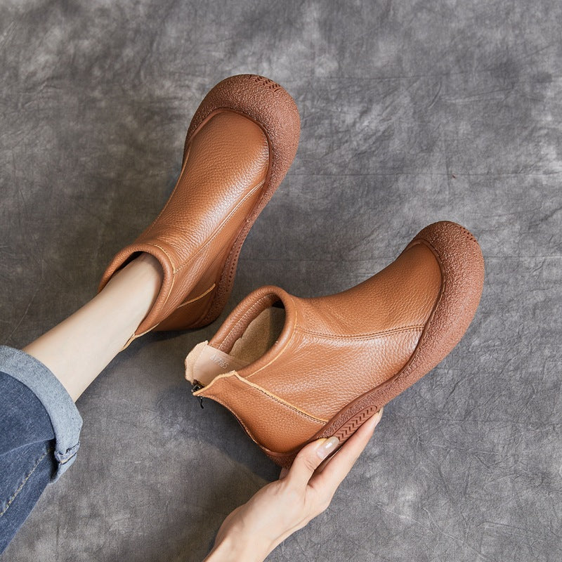 First Layer Cowhide Flat Online Leisure Women's Ankle Boots