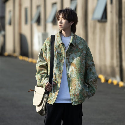Vintage Jacket Men's Loose Floral Embroidery Coat