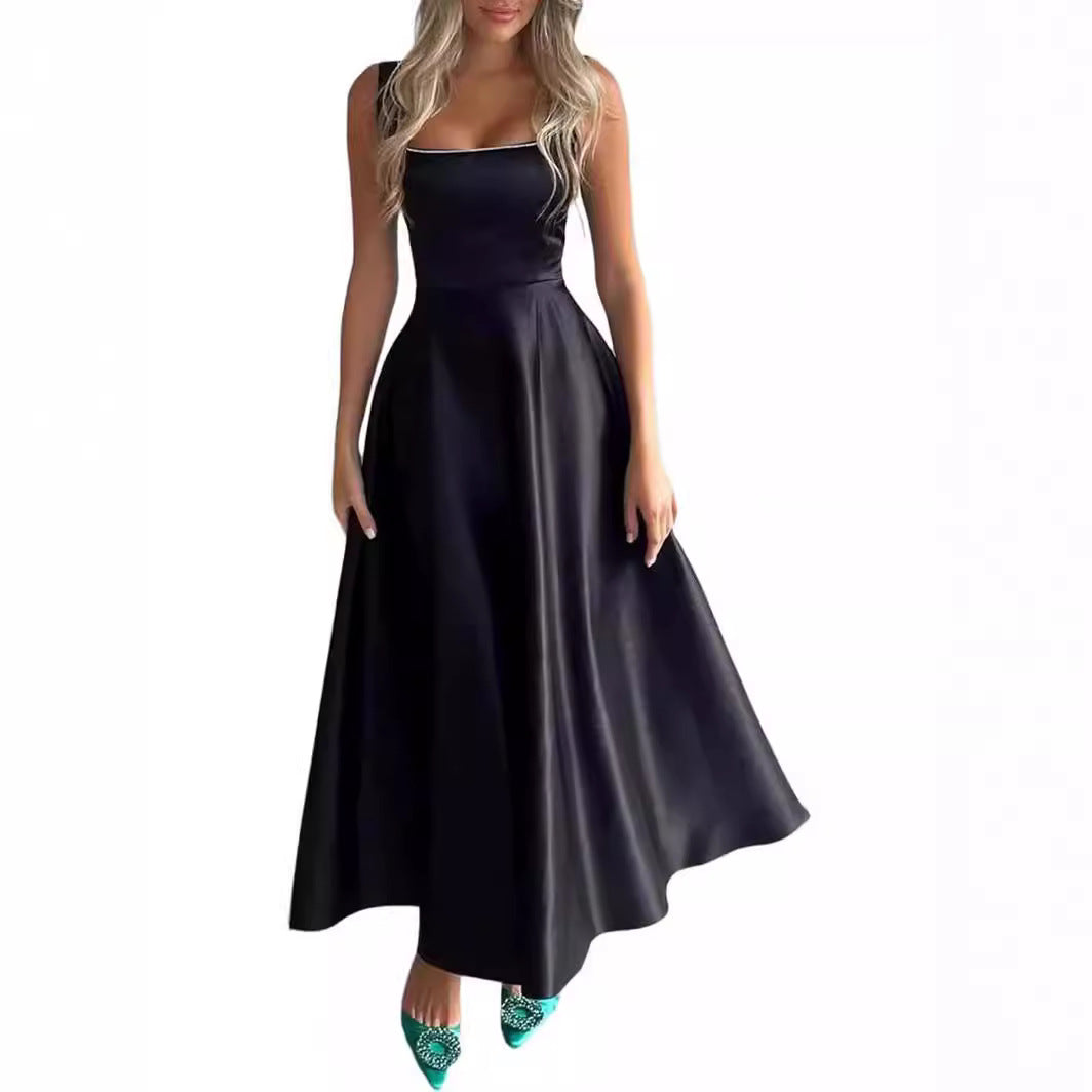 Elegant Women's Sleeveless Maxi Dress – Square Neck & Low Collar | Summer Chic by NYLIXA