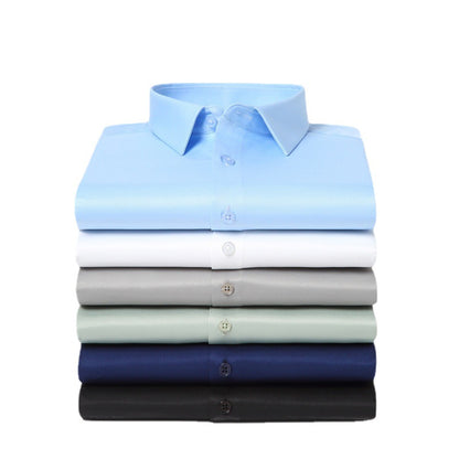 Men’s Elastic Silk Long-Sleeve Non-Iron Shirt – Smooth, Stretch & Breathable
