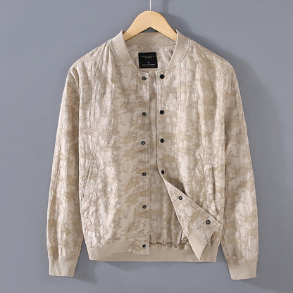 Spring And Summer New Men's Youth Linen Cotton Yarn-dyed Jacquard Casual Jacket