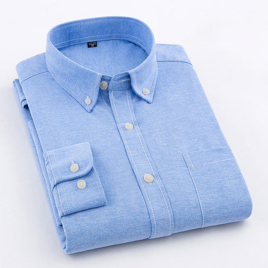 Men’s Pure-Color Oxford Slim Fit Shirt – Youth & Middle-Aged Business Casual