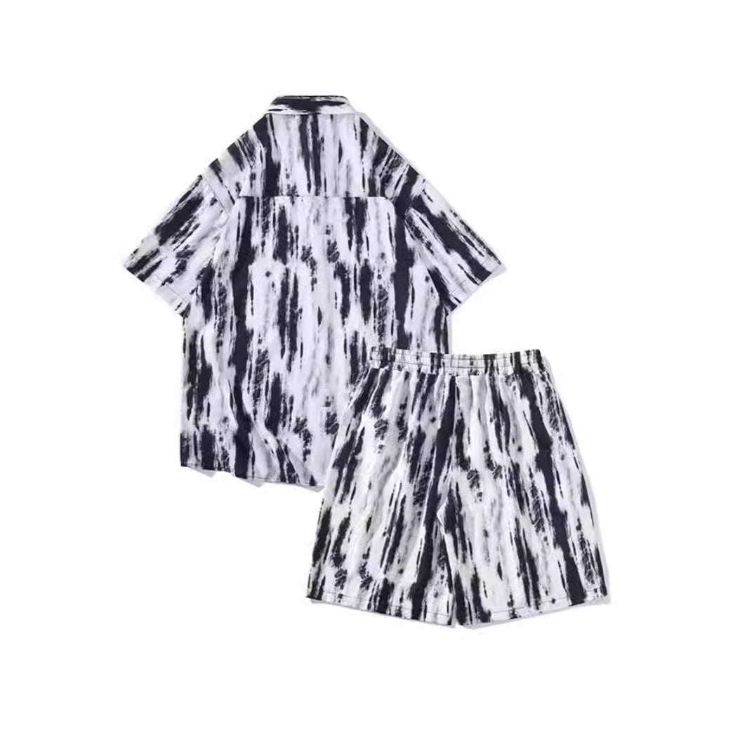 Casual Tie-dye Men's Loose Flower Shirt Suit