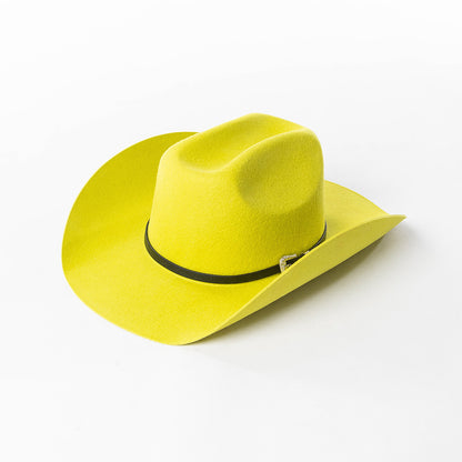 Belt Buckle Wide Brim Curling Wool Cowboy Hat