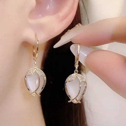 Opal Tulip Flower Earrings All-match Women