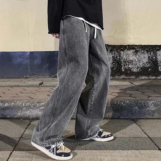 Men’s Straight Loose Jeans – Classic American Street Fit Denim