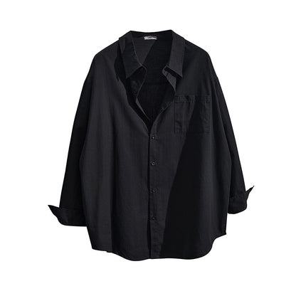 Plus Size Cotton Casual Shirt Loose Slimming Thin Long Sleeve