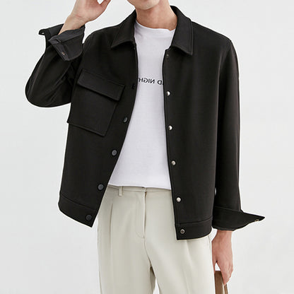 Men’s Polo Collar Korean Casual Jacket – Loose Fit Blouson Trend Outerwear