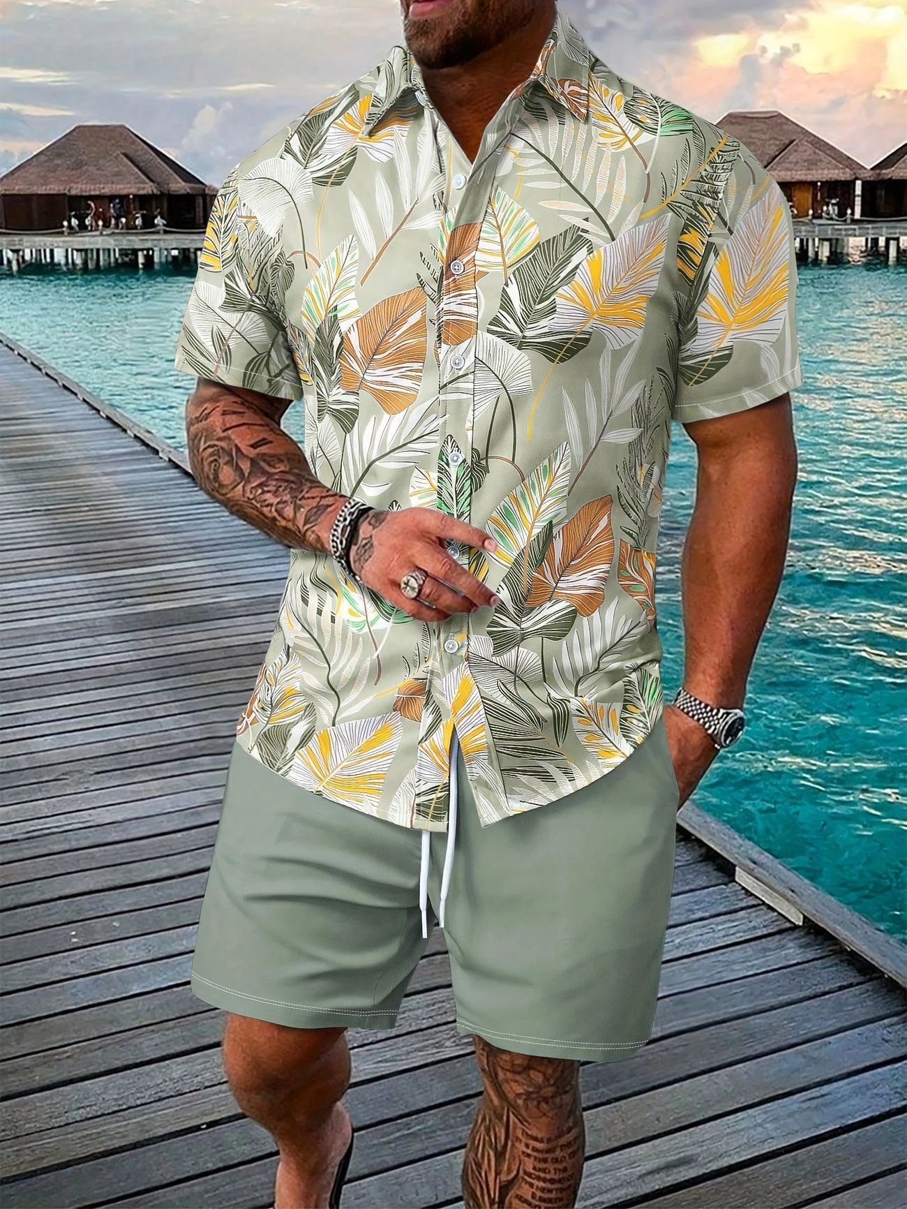 Men’s Ice-Breathable Summer Suit – Lightweight Short-Sleeve Shirt & Pants Set