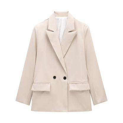 Women's Multi-color Commuter Loose Design Double-breasted Jacket