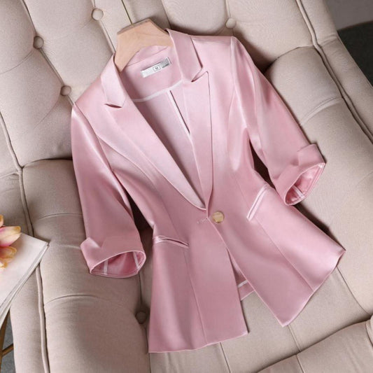 Acetate Stretch Satin All-match Women's Jacket