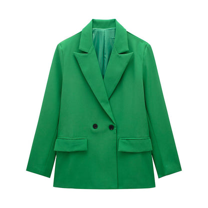 Women's Multi-color Commuter Loose Design Double-breasted Jacket