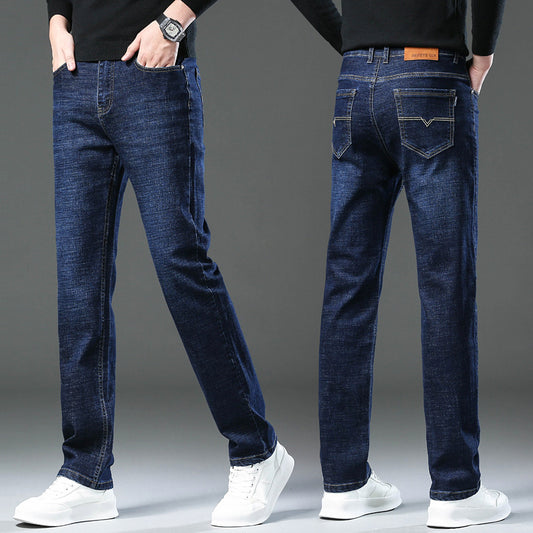 Men's Loose Fit High-Stretch Straight Jeans – Relaxed Comfort, Effortless Style