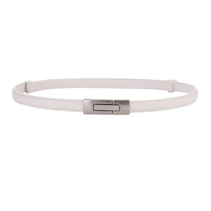 Women's Leather Thin Belt First Layer Cow Leather Button