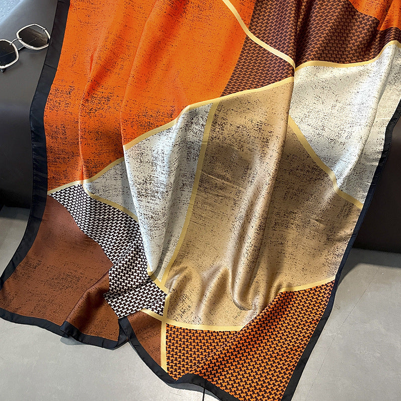 Houndstooth Color Matching New Silk Satin Scarf
