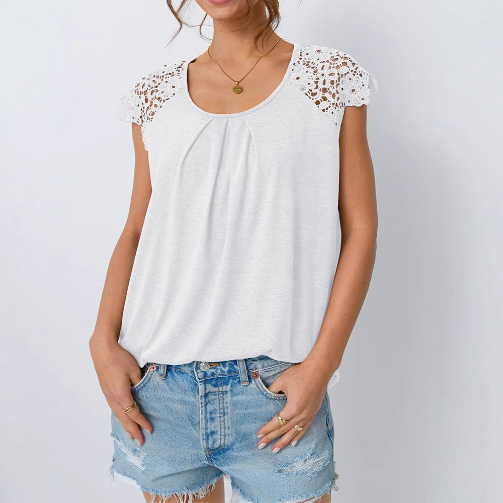 Women's Lace Sleeve Top Short Sleeve