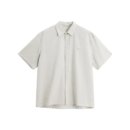 Men’s Striped Patchwork Casual Shirt – Short & Long Sleeve Hybrid