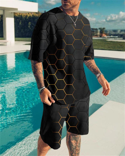 3D Digital Printed T-shirt Men's T-shirt Casual Suit