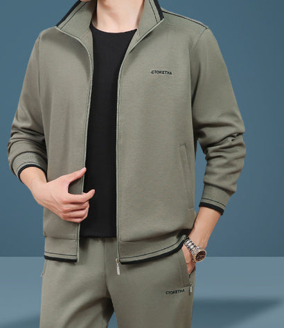 Men’s High‑End Casual Three‑Piece Sportswear Suit – Mid‑Age “Dad Wear” Track Set