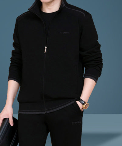 Men’s High‑End Casual Three‑Piece Sportswear Suit – Mid‑Age “Dad Wear” Track Set