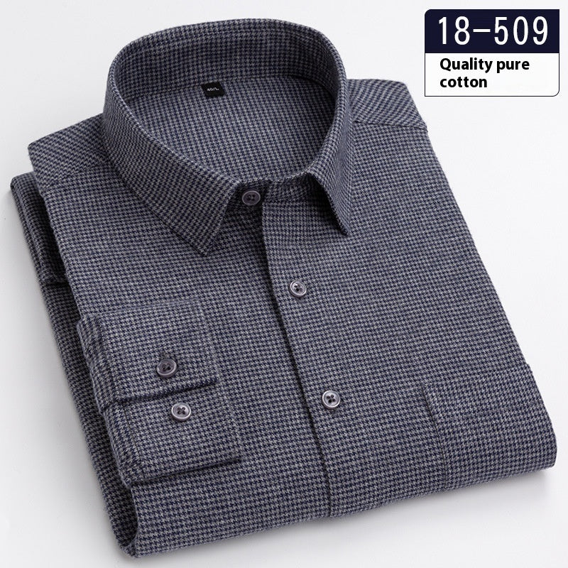 Men’s Solid-Color Long-Sleeve Pocket Business Shirt – Lightweight and Sleek