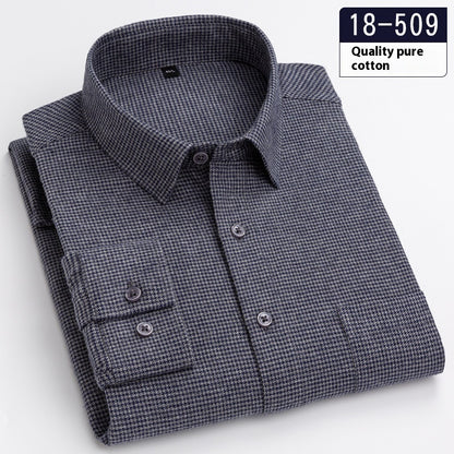 Men’s Solid-Color Long-Sleeve Pocket Business Shirt – Lightweight and Sleek