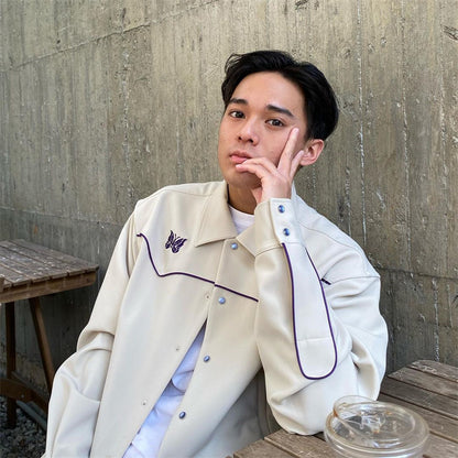 Butterfly Embroidery Casual Style Jacket Short Suit Coat