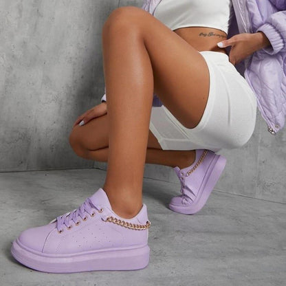 Women's Thick Sole Metal Chain Casual Sports Sneakers