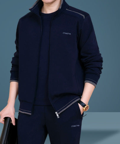 Men’s High‑End Casual Three‑Piece Sportswear Suit – Mid‑Age “Dad Wear” Track Set
