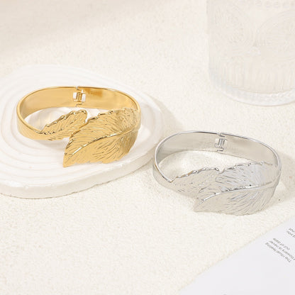 Simple Leaf Size Leaf Titanium Steel Oil Pressure Non-fading Bracelet