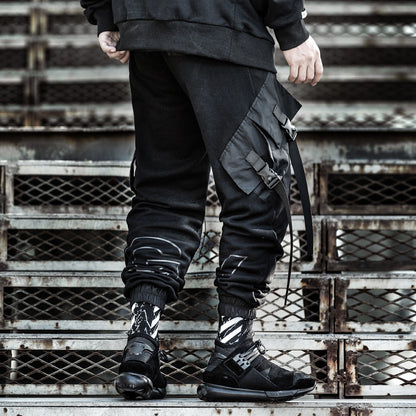 Men's Loose Black Overalls – Hip-Hop Streetwear with Utility Pockets