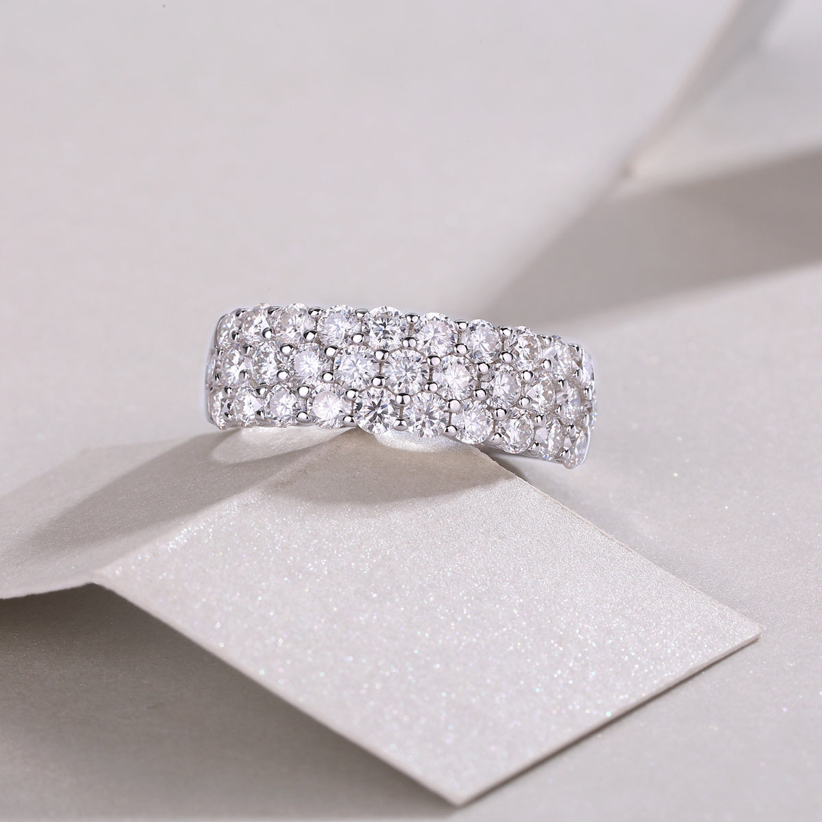 Multi-row Diamond Ring Luxury Fashion Set Moissanite Silver Ring