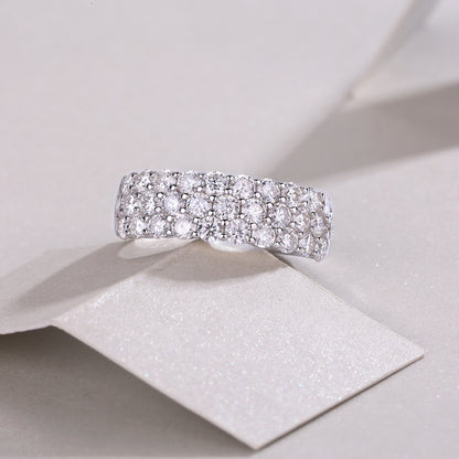 Multi-row Diamond Ring Luxury Fashion Set Moissanite Silver Ring