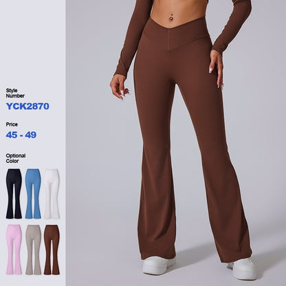 Brushed Flared V-waist Sports Tight Trousers
