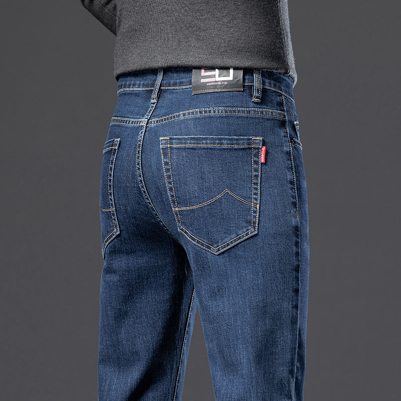 Men’s Fleece-Lined Slim Straight Jeans – Warm & Stylish Winter Essential