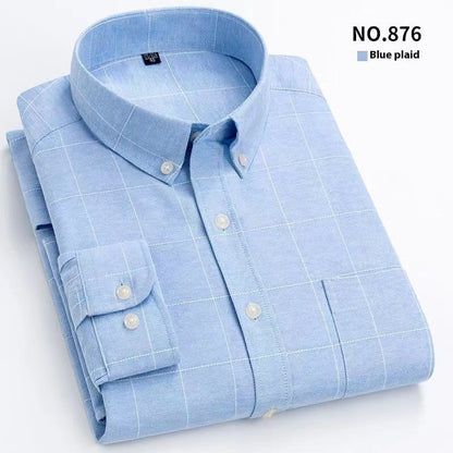 Men’s Pure-Color Oxford Slim Fit Shirt – Youth & Middle-Aged Business Casual