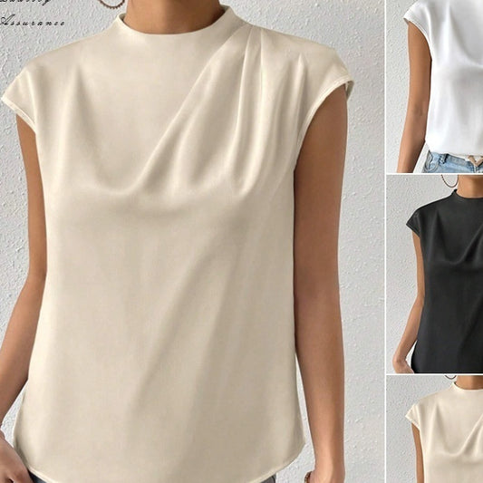 Artificial Silk Summer Round Neck Outerwear Top
