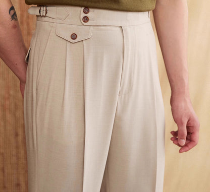 Men’s Italian Naples High-Waist Suit Pants – Elegant Formal Business Trousers