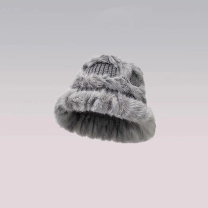Rabbit Fur Hat Women's Autumn And Winter All-matching Thickened Plush Knitted