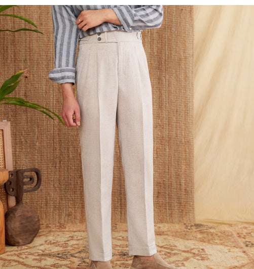 Men’s Gentry Casual High-Waisted Trousers – Classic Straight Fit Everyday Pants